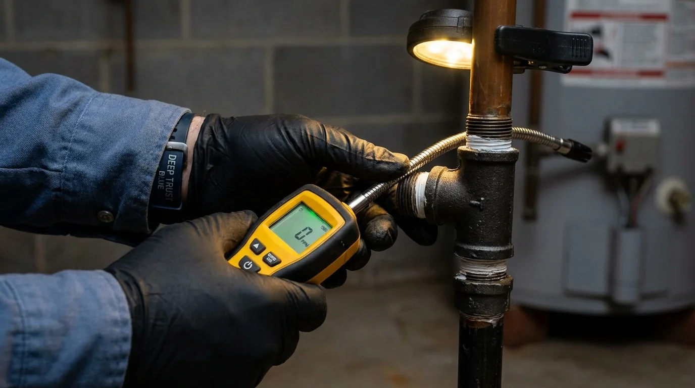 Gas leak detection with electronic sniffer by Johns Plumbing LLC in Freehold