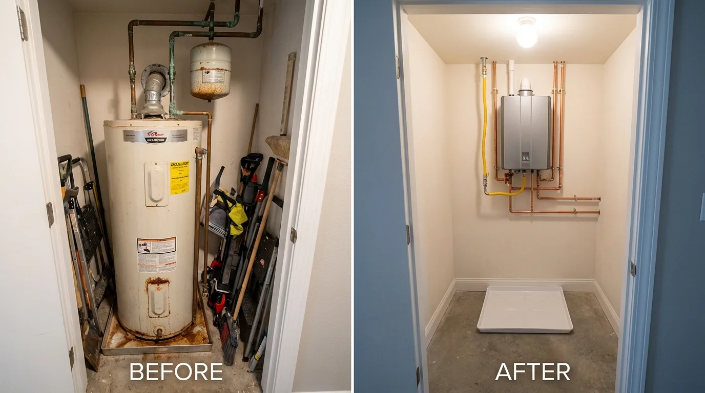 Tank water heater versus wall-mounted tankless unit comparison for Freehold, NJ homeowners